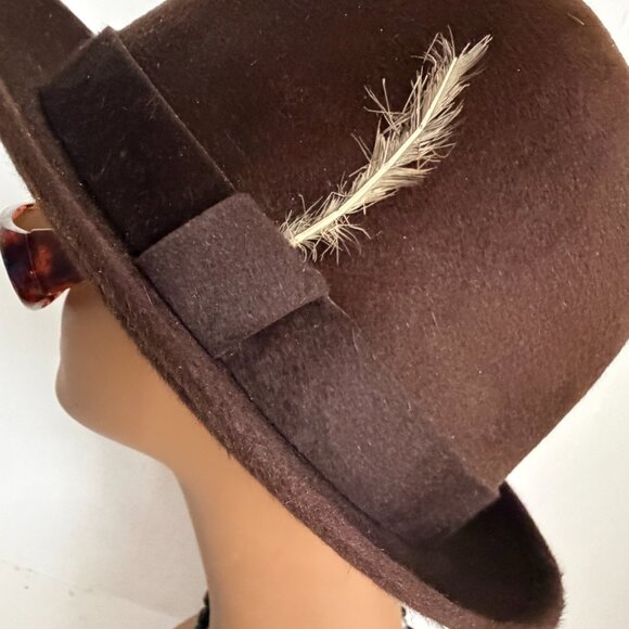 Vintage 50s Flechet Fedora Paris France Premium Fur Felt Brim Noir Hat Unisex main image 4